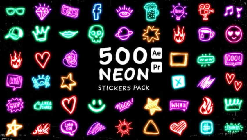 Videohive Neon Stickers Pack 55711102